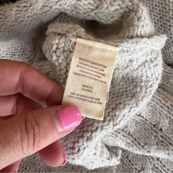 Free People We The Free Gray Blue Fair Isle Hooded Cardigan Sweater Coat Medium - Picture 8 of 8